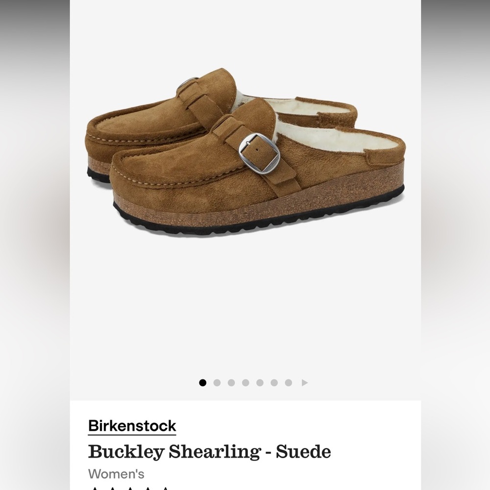 Birkenstock Buckley Shearling Clogs in Tea